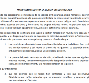 Manifiestu encontra la quema descontrolada