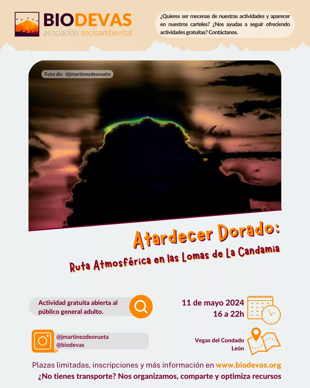 Atardecer dorado: ruta atmosférica en las lomas de la Candamia