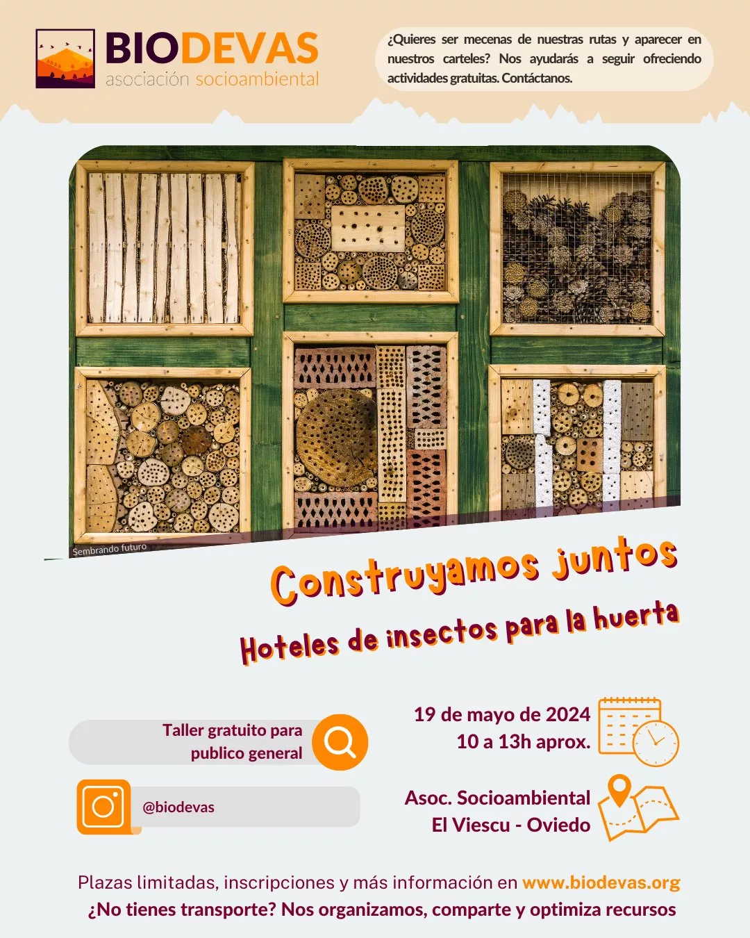 ¡Construyamos juntos! Taller de hoteles de insectos en la huerta