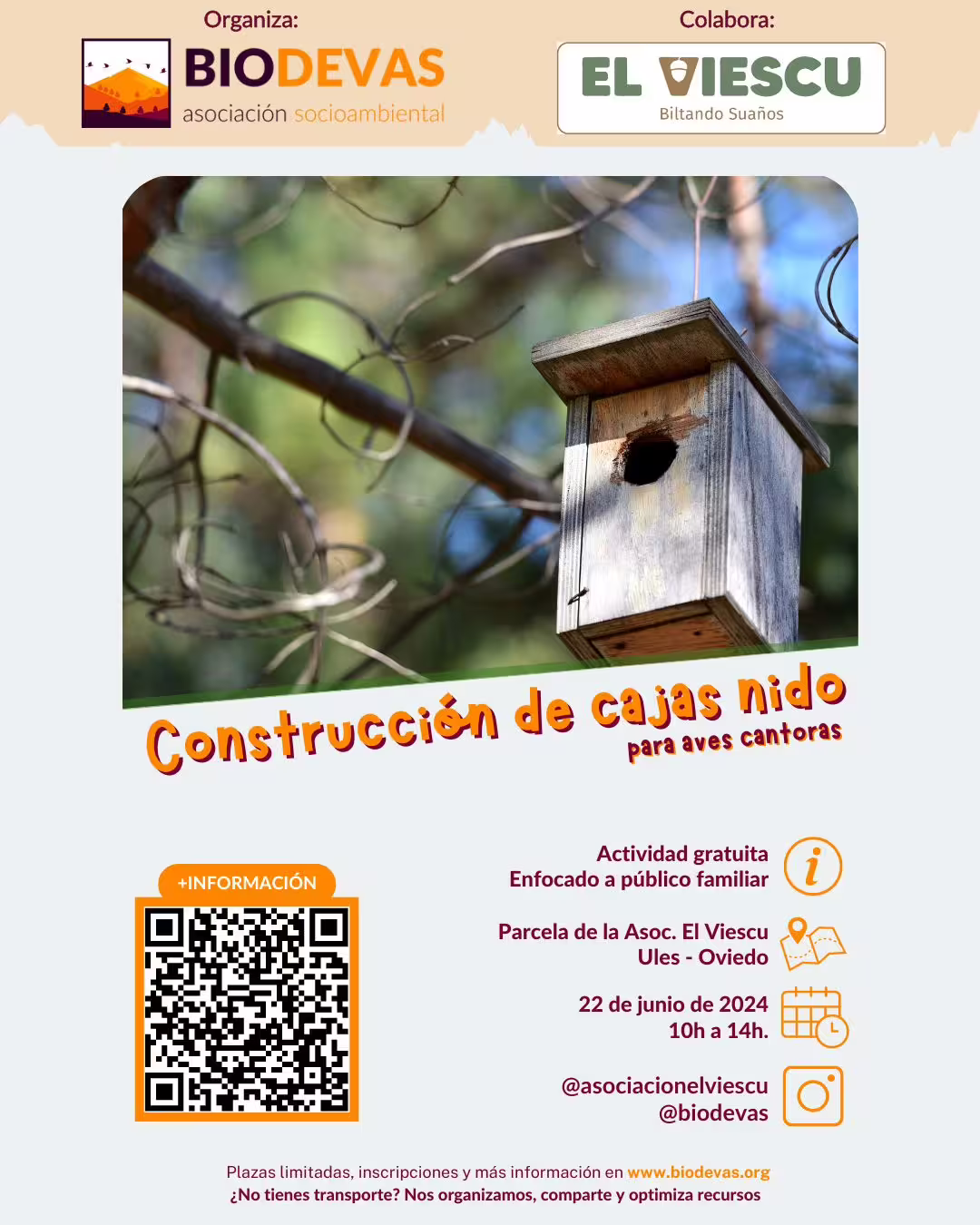 ¡Construyamos juntos! Cajas nido para aves cantoras