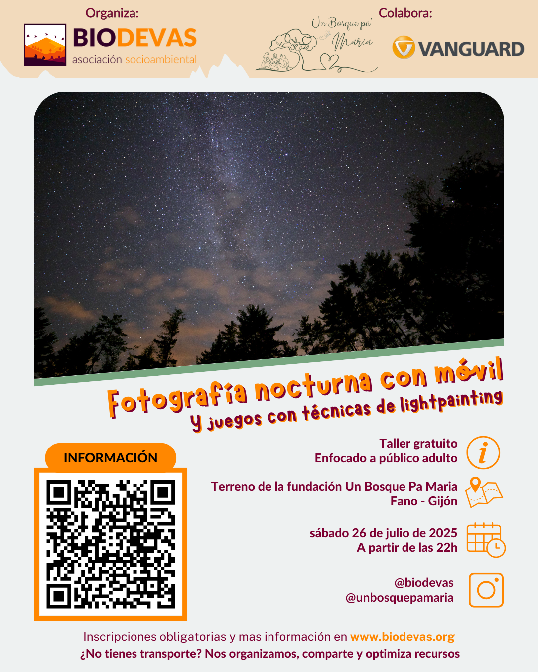 Fotografía de paisajes nocturnos con móvil