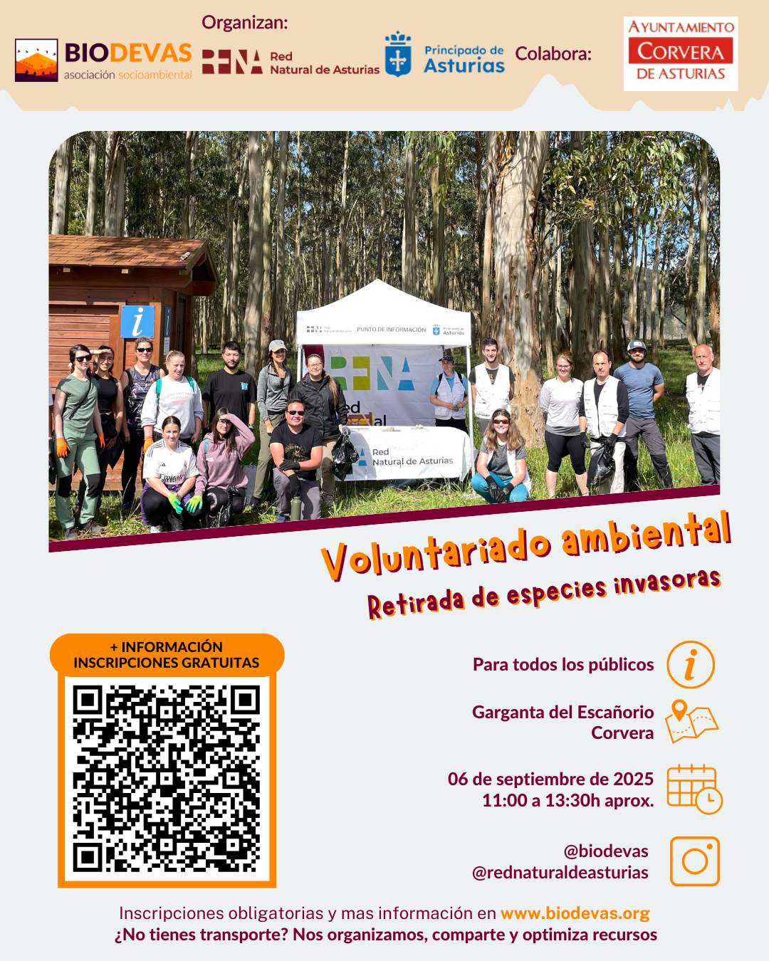 Voluntariado ambiental. Retirada de especies invasoras en la Garganta del Escañorio.