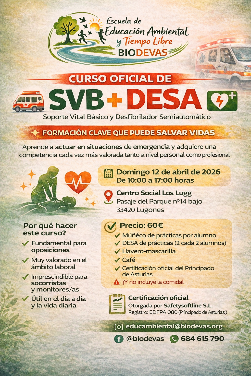 Curso Oficial de SVB + DESA: aprende a salvar vidas (Lugones)