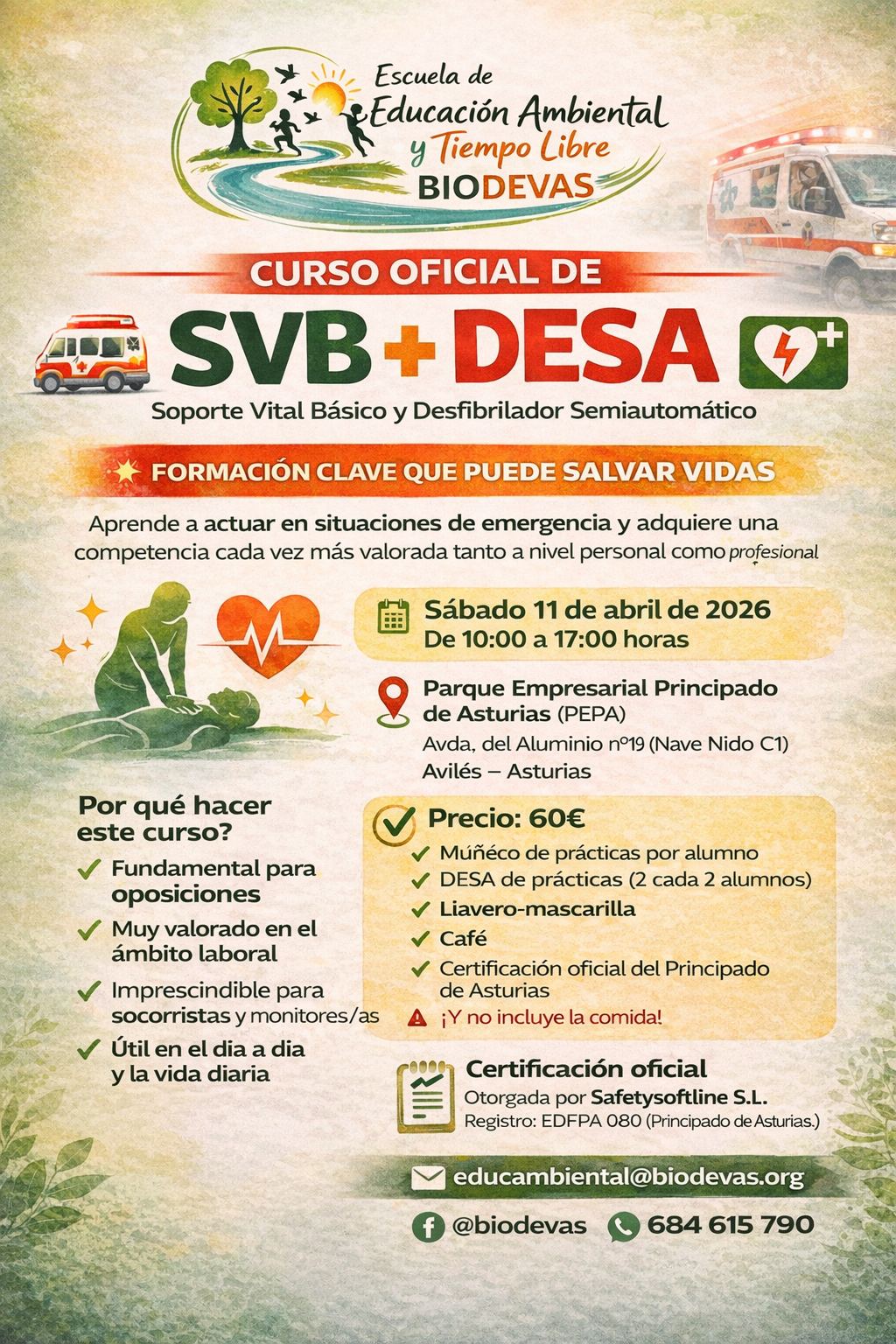 Curso Oficial de SVB + DESA: aprende a salvar vidas (Avilés)