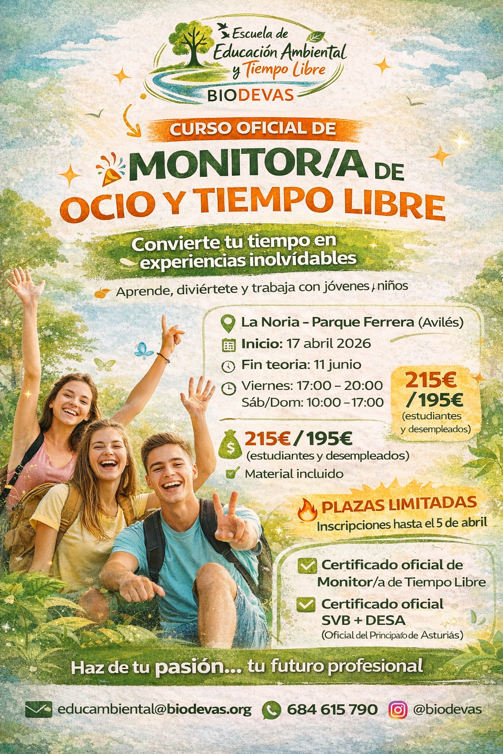 Curso oficial de Monitor/a de Ocio y Tiempo Libre en Avilés