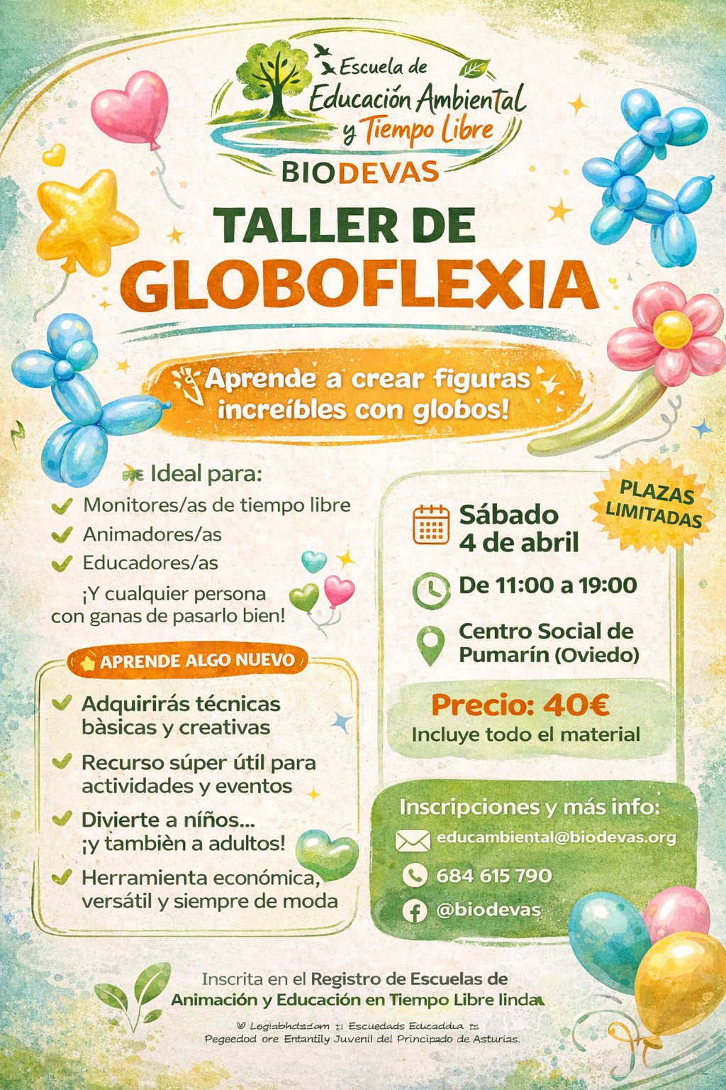 Taller creativo de globoflexia en Oviedo
