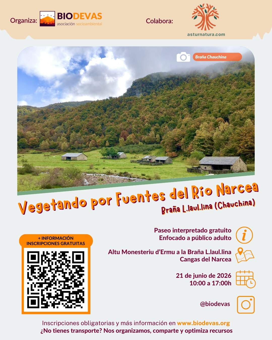 Cartel de la actividad Vegetando por Fuentes del Río Narcea