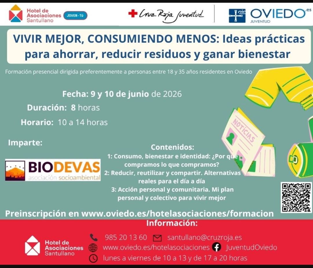 Cartel del curso Juventud: vivir mejor, consumiendo menos