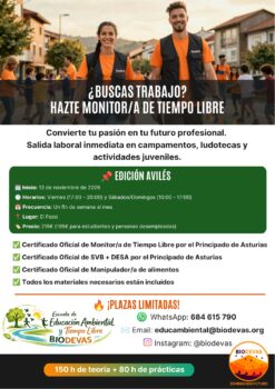 Curso de Monitor/a de Tiempo Libre en Avilés: nueva edición este otoño