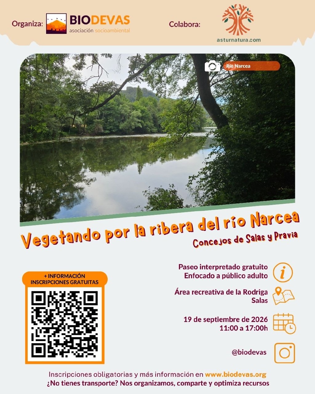 Cartel de la actividad Vegetando por la ribera del ríu Narcea